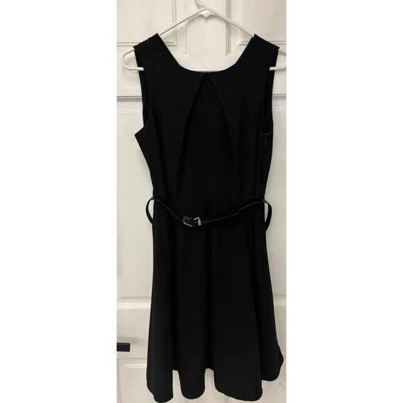 Patrizia Luca Milano Women's Black Sleeveless Dress With Belt Size M Fit Flare - Picture 2 of 16